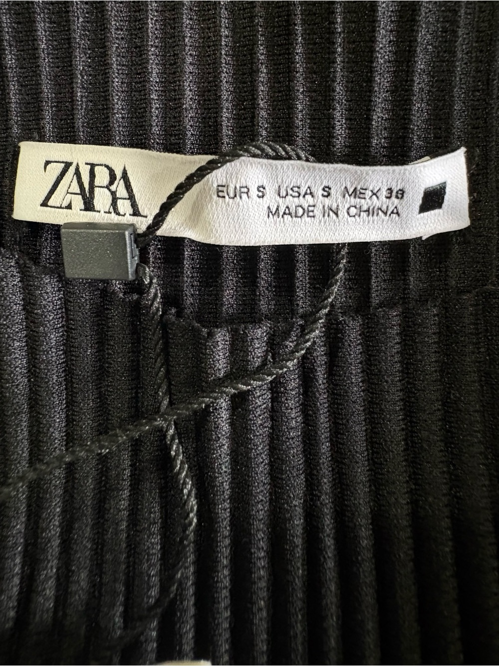 NWT Zara Black Ribbed Pleated Top Chest Pocket Size S - Picture 7 of 9